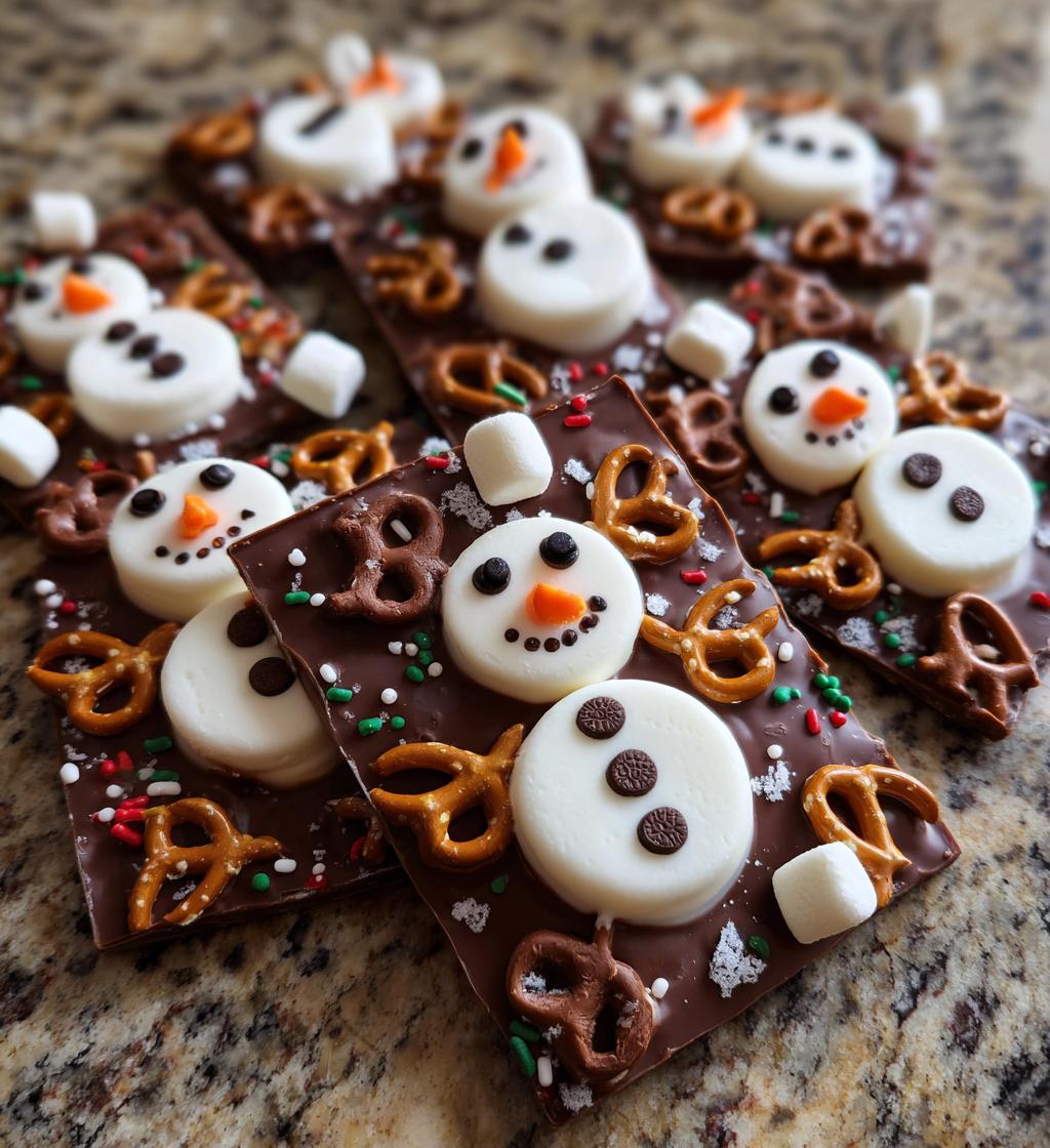 Melted Snowman Chocolate Bark - detail 1