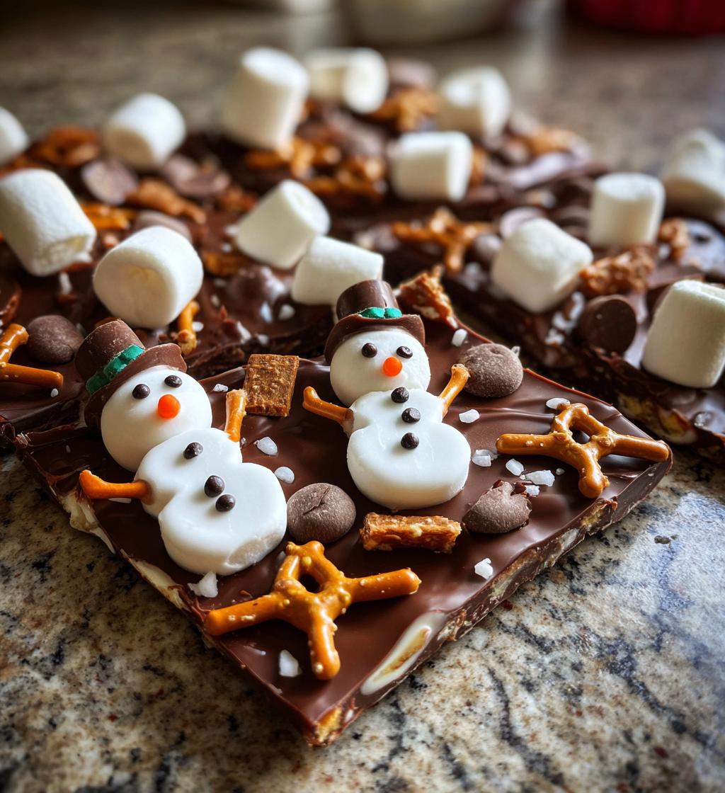 Melted Snowman Chocolate Bark