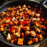 Mexican Chicken, Sweet Potato, and Black Bean Skillet