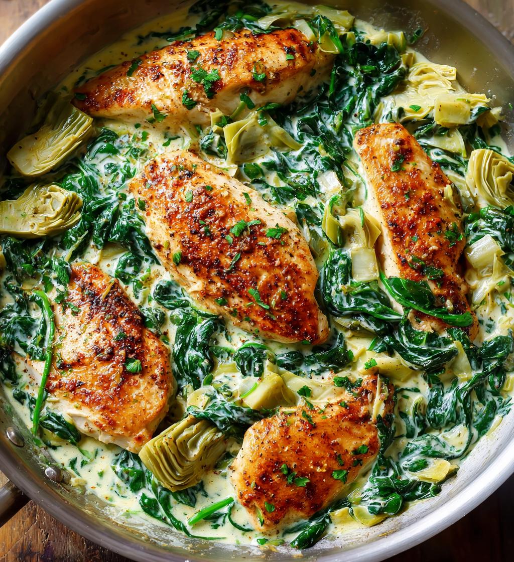 One Pan Creamy Spinach Artichoke Chicken - detail 1