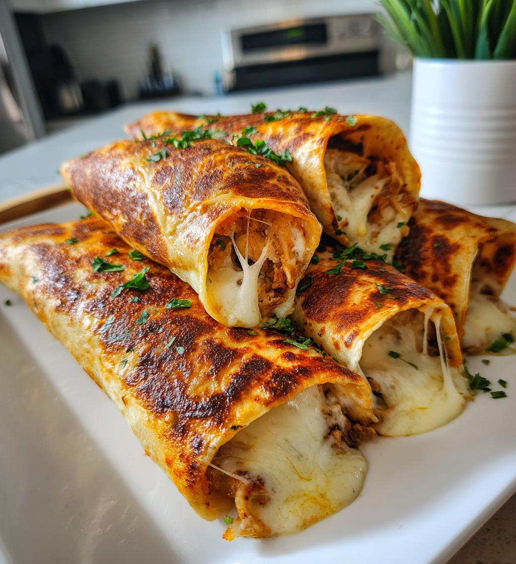 Ooey-Gooey Cheesy Garlic Chicken Wraps