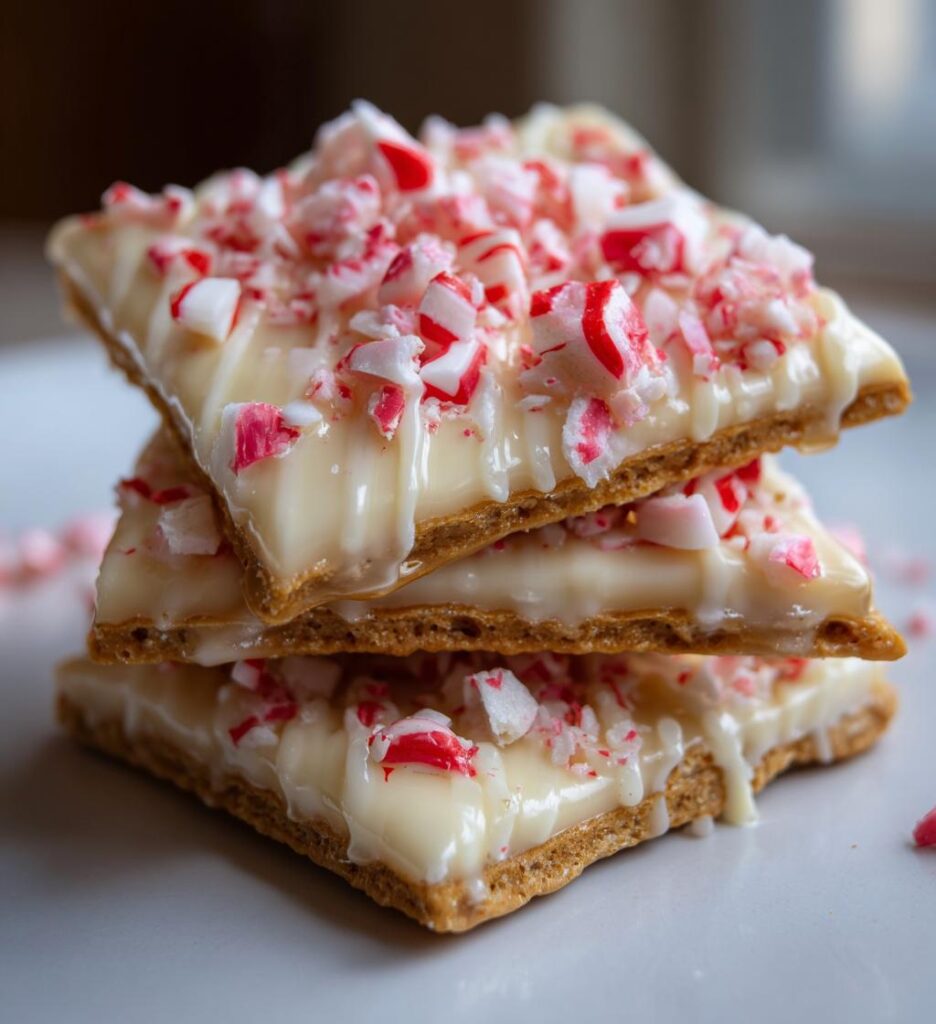 Peppermint Crunch White Chocolate Covered Graham Crackers