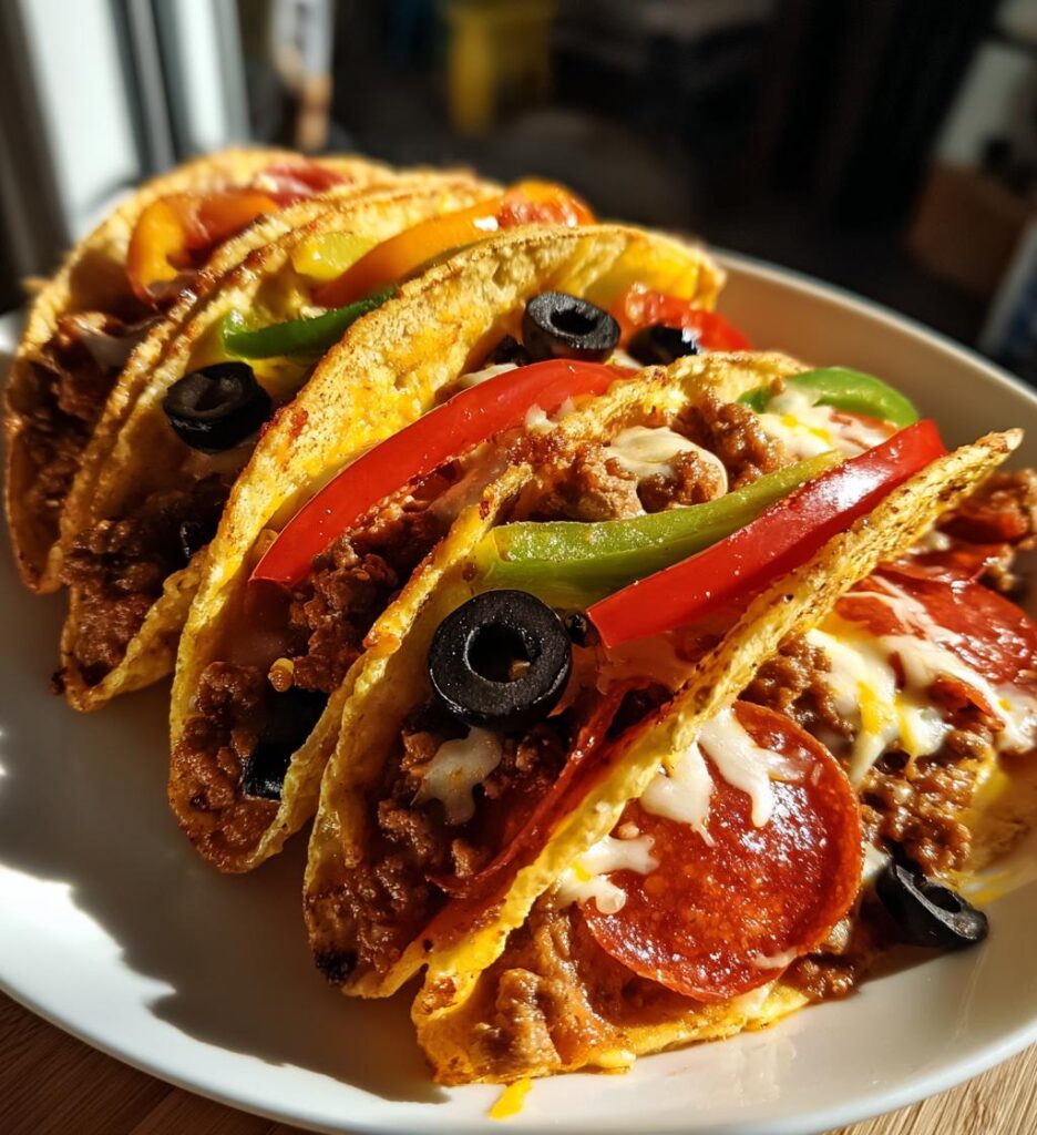 Pepperoni Pizza Tacos With Sausage Mozzarella