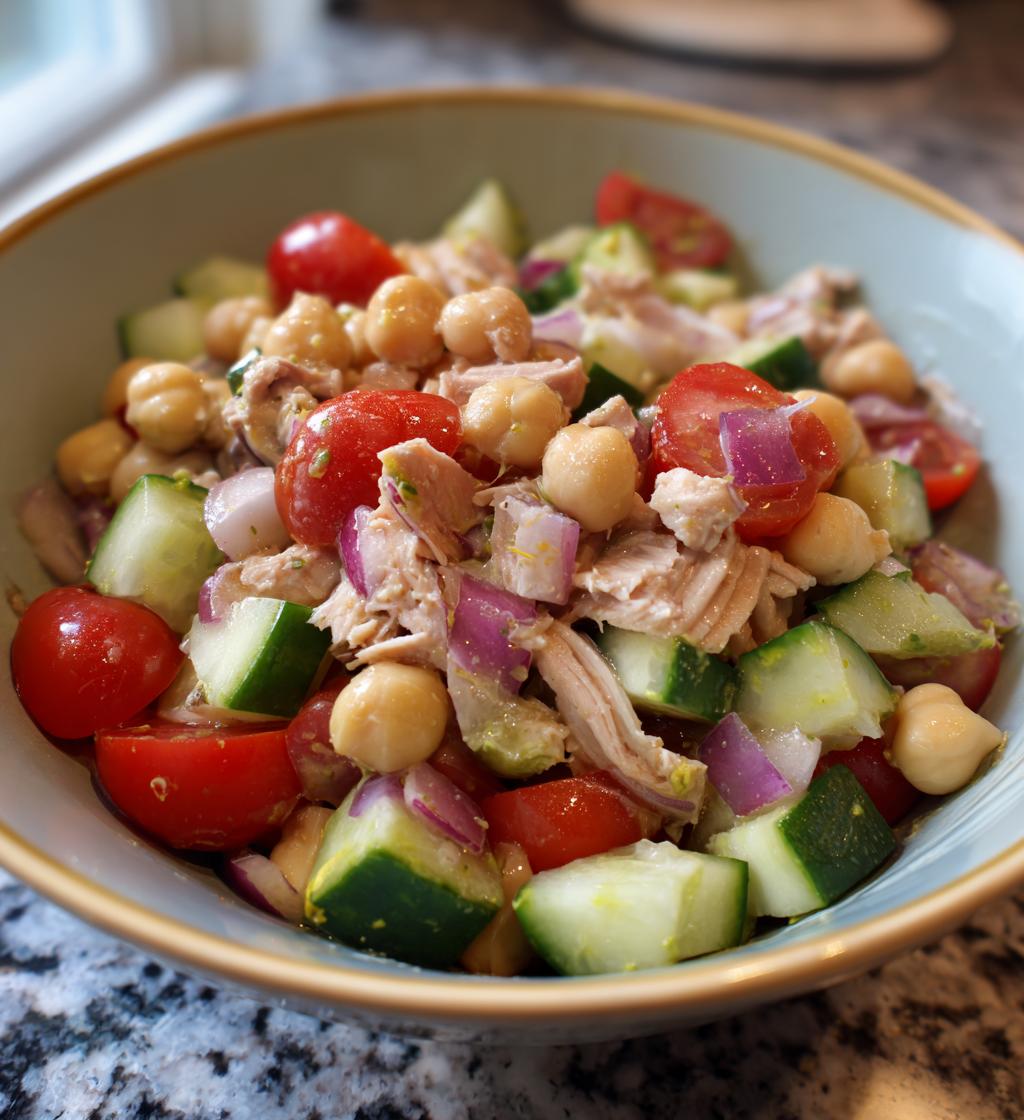 Protein Packed Tuna Garbanzo Bean Salad