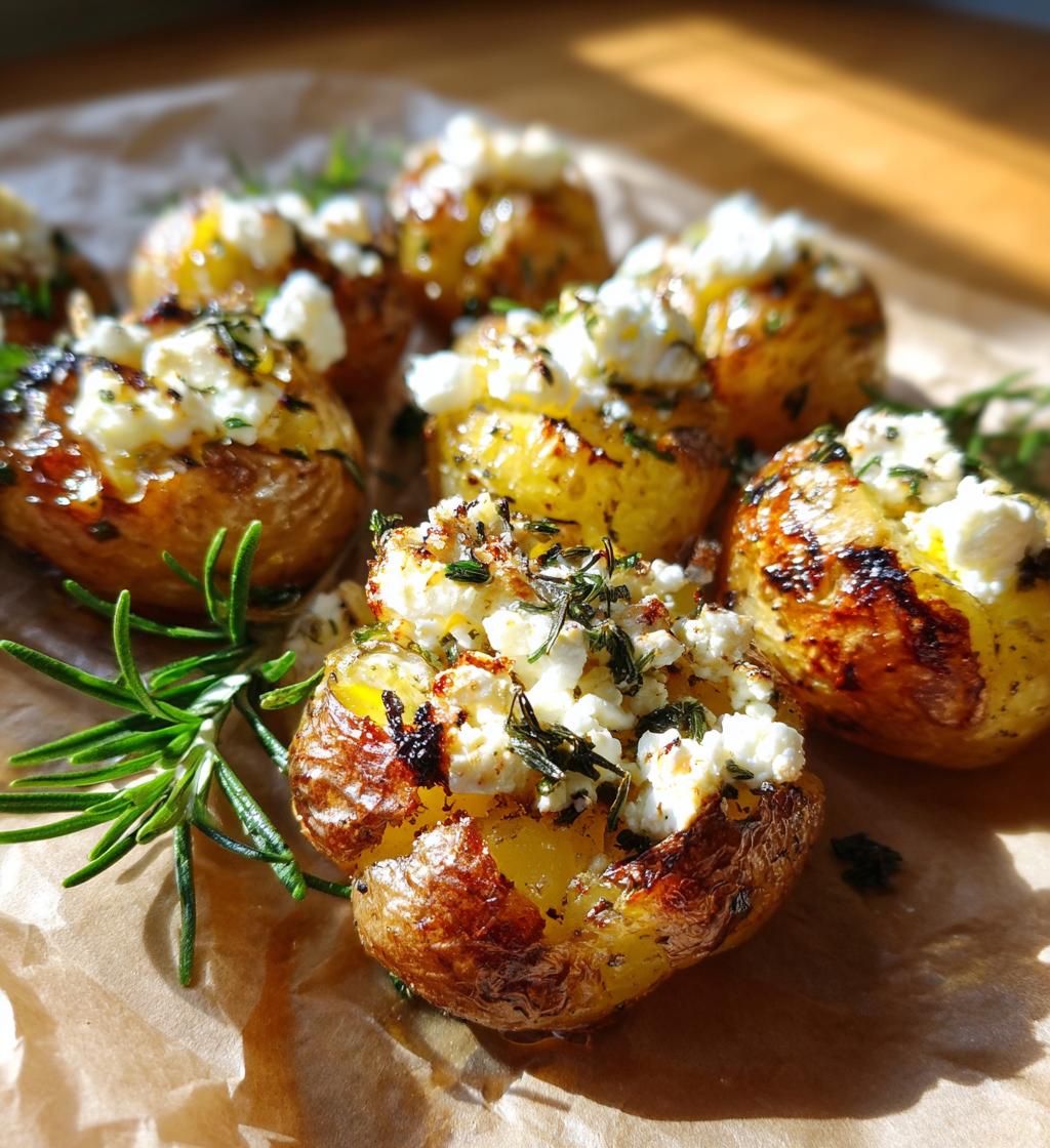 QUICK SMASHED GREEK POTATOES WITH FETA AND ROSEMARY - detail 1