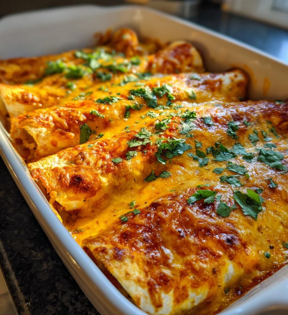 Queso Chicken Enchiladas Bake