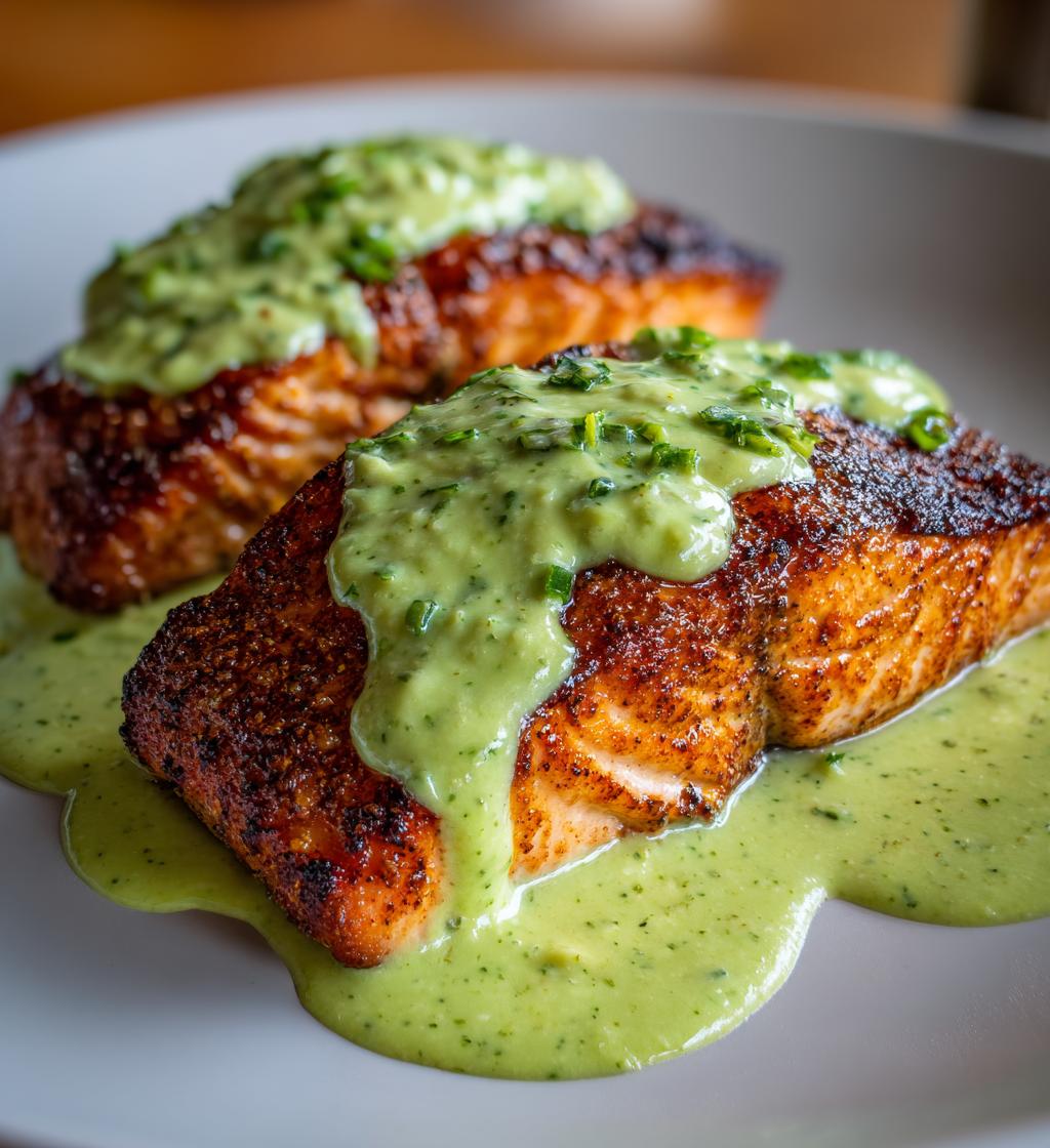 Quick Baked Cajun Salmon with Avocado Lime Sauce - detail 1