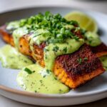 Quick Baked Cajun Salmon with Avocado Lime Sauce