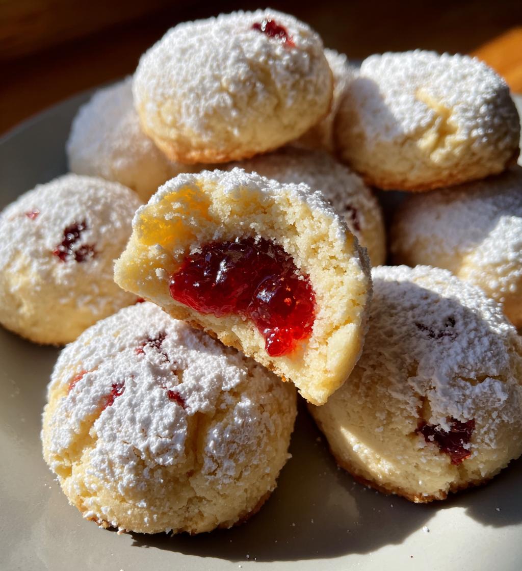 Raspberry-Filled Almond Snowball Cookies - detail 1