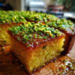 Saffron Pistachio Basbousa