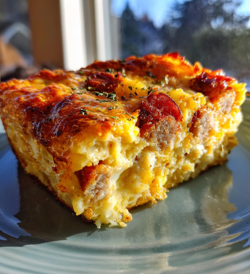 Sausage, Egg & Cream Cheese Hashbrown Casserole