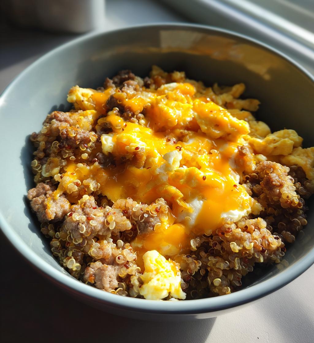 Sausage and Cheese Quinoa Breakfast Bowl