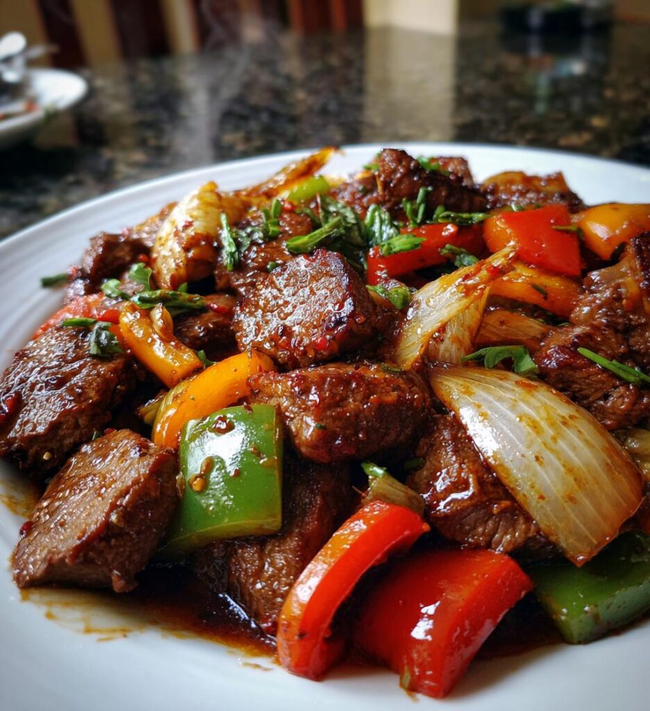 Sizzling Chinese Pepper Steak with Onions