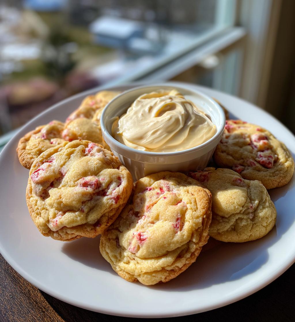 Strawberry Banana Pudding Cookies with Cheesecake Dip
