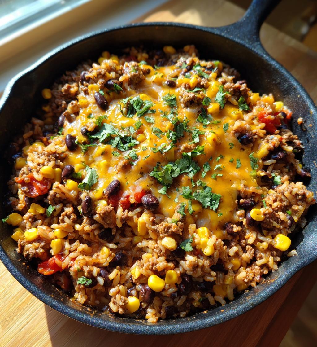 Super Easy Mexican Beef and Rice Skillet