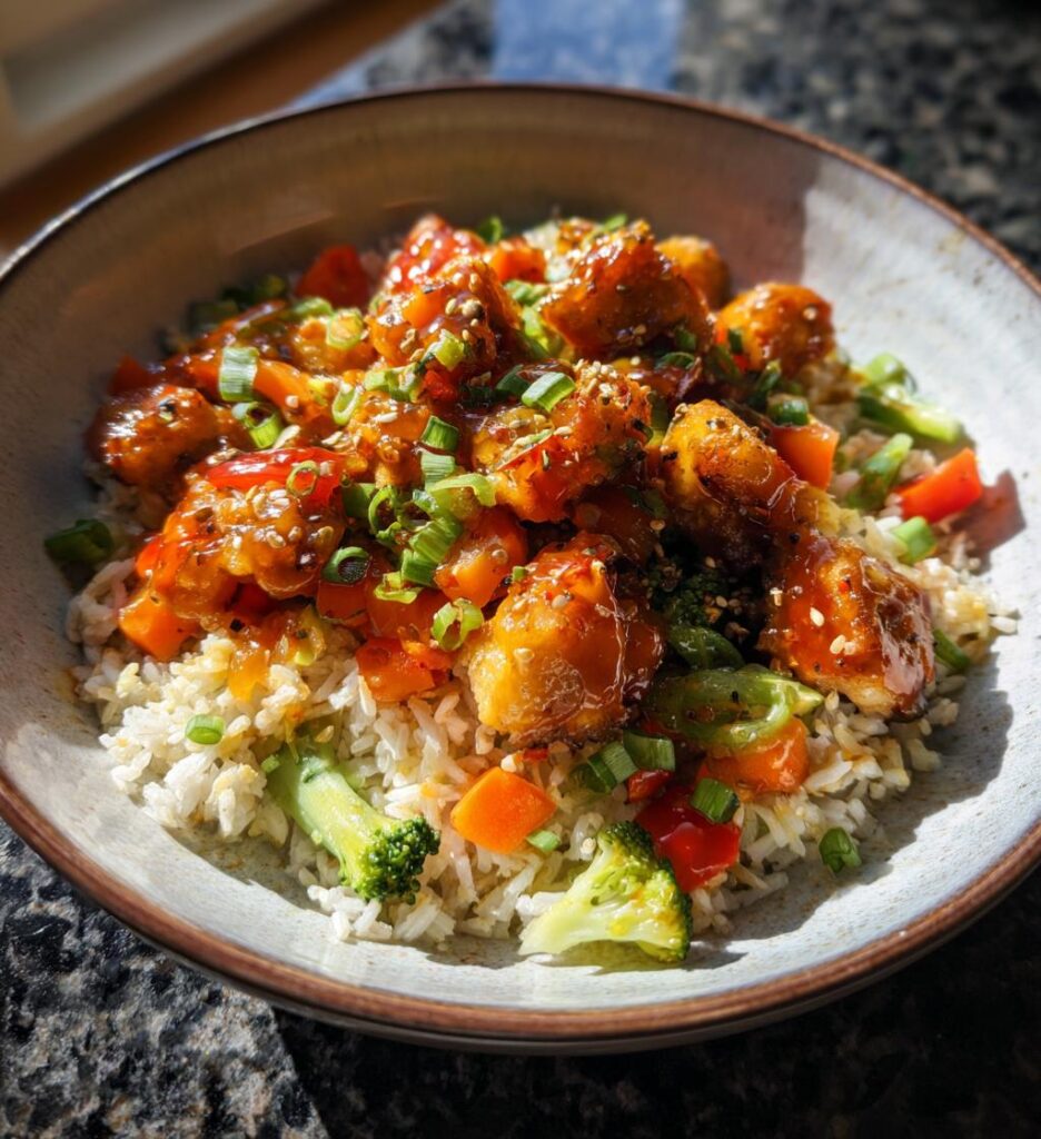 Sweet Chili Chicken Bowl with Coconut Lime Drizzle