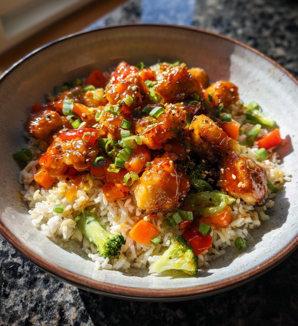 Sweet Chili Chicken Bowl with Coconut Lime Drizzle