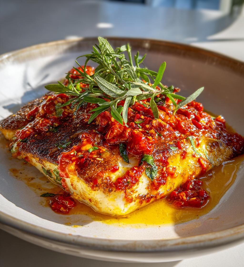 Tilapia in Roasted Pepper Sauce - detail 1