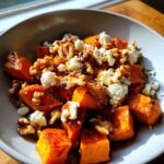 Walnut Maple Goat Cheese Roasted Sweet Potatoes