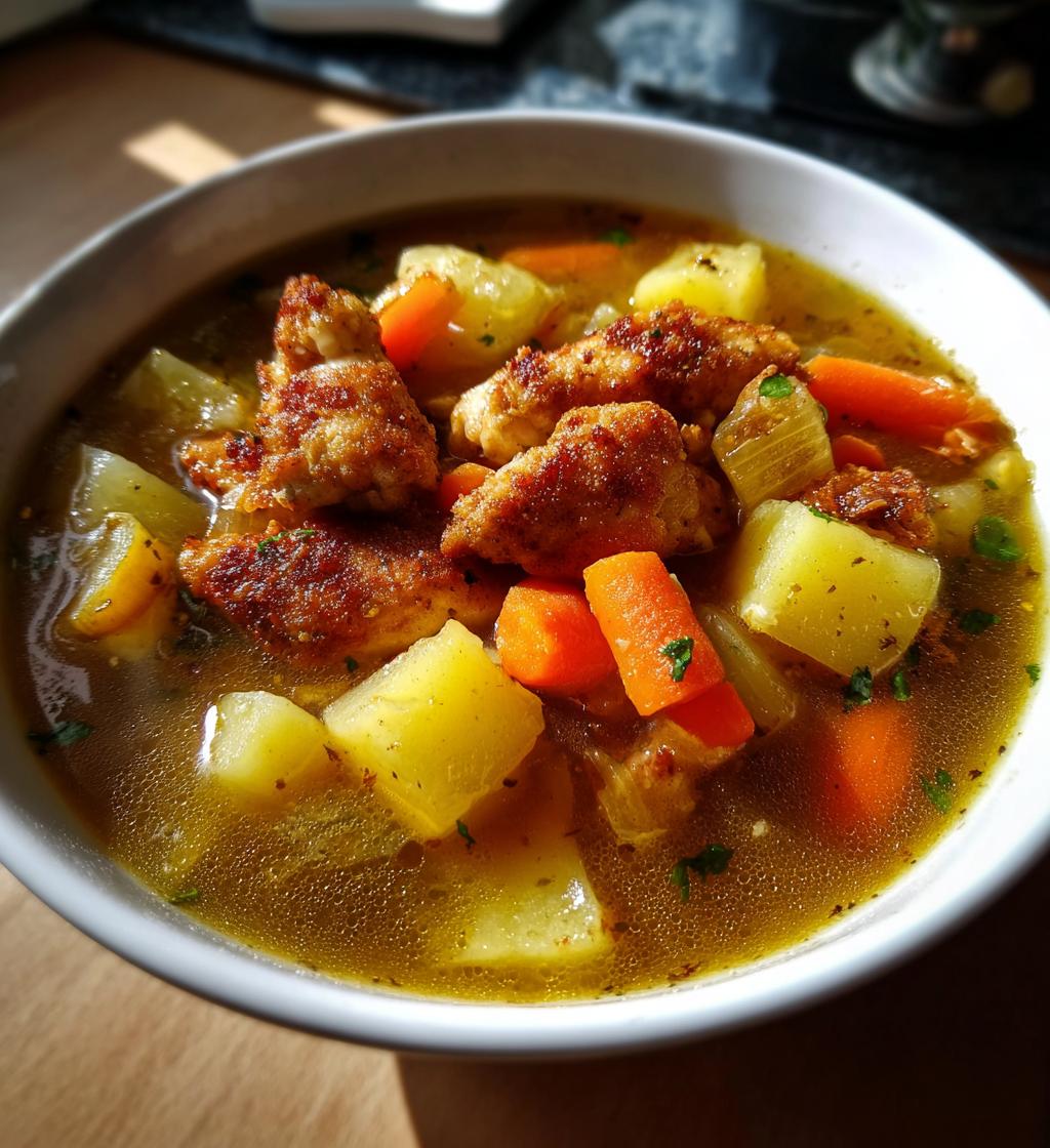 comforting chicken soup with potatoes - detail 1