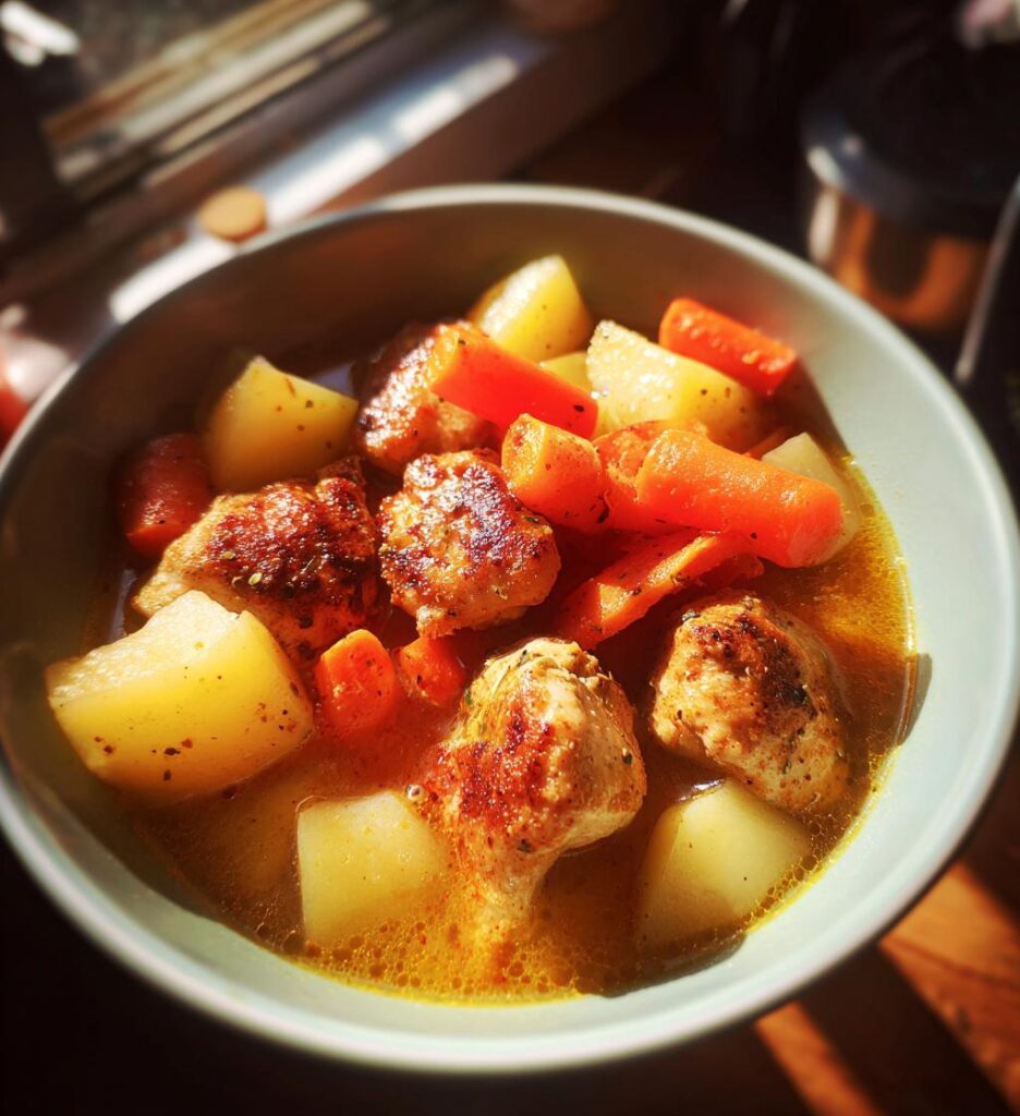 comforting chicken soup with potatoes