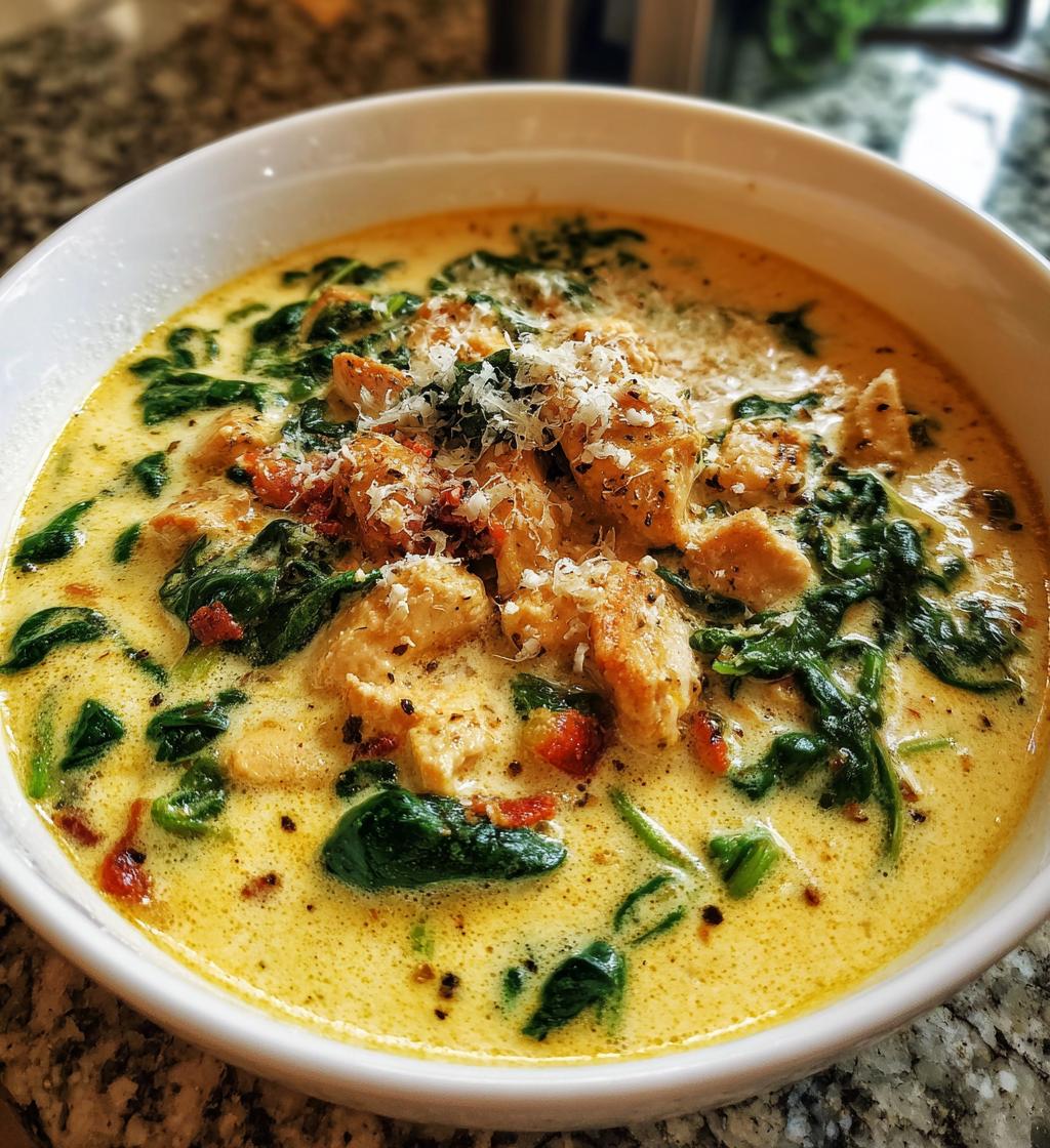 creamy marry me tuscan chicken soup - detail 1