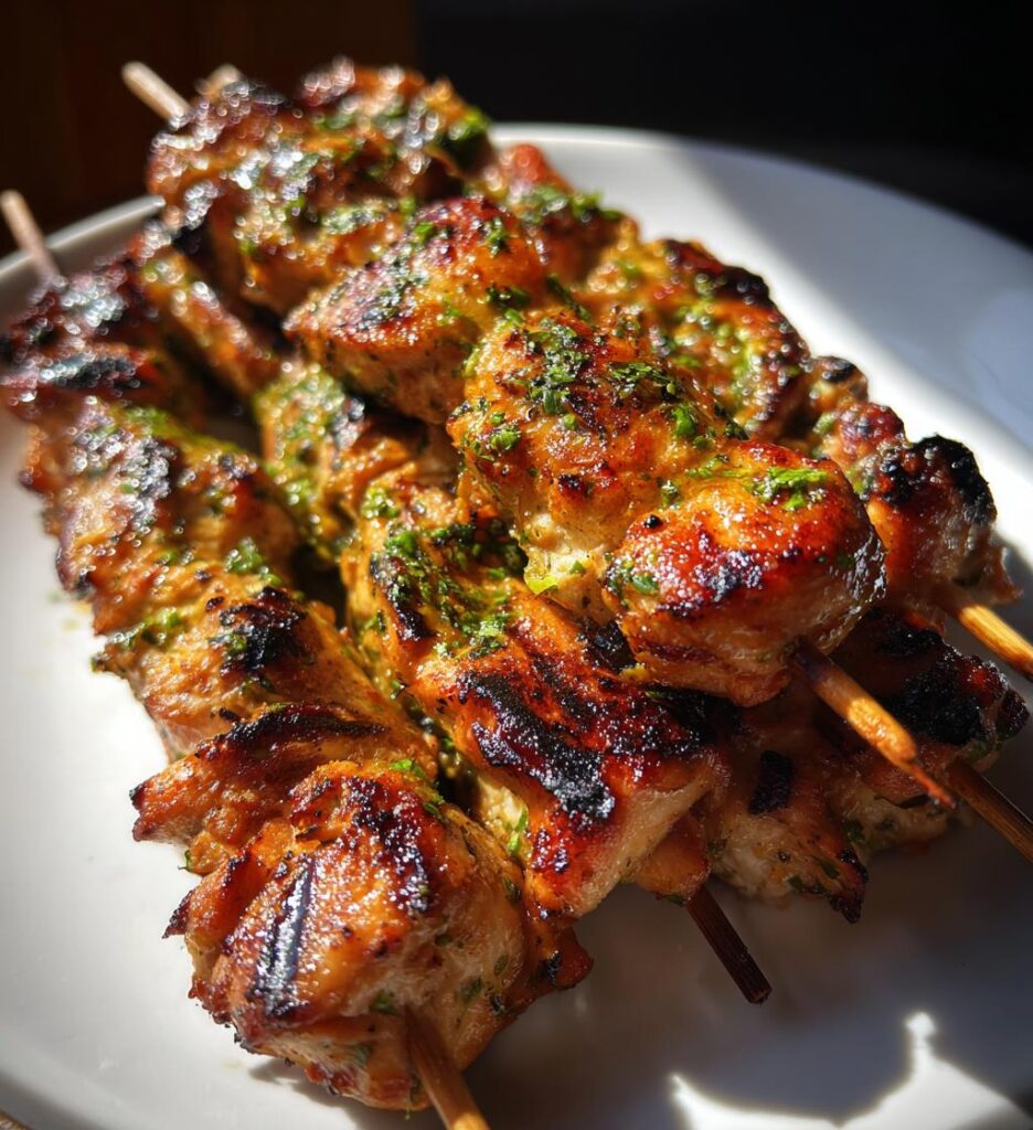 grilled thai coconut chicken skewers