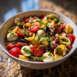 pasta salad with mozzarella eyeballs