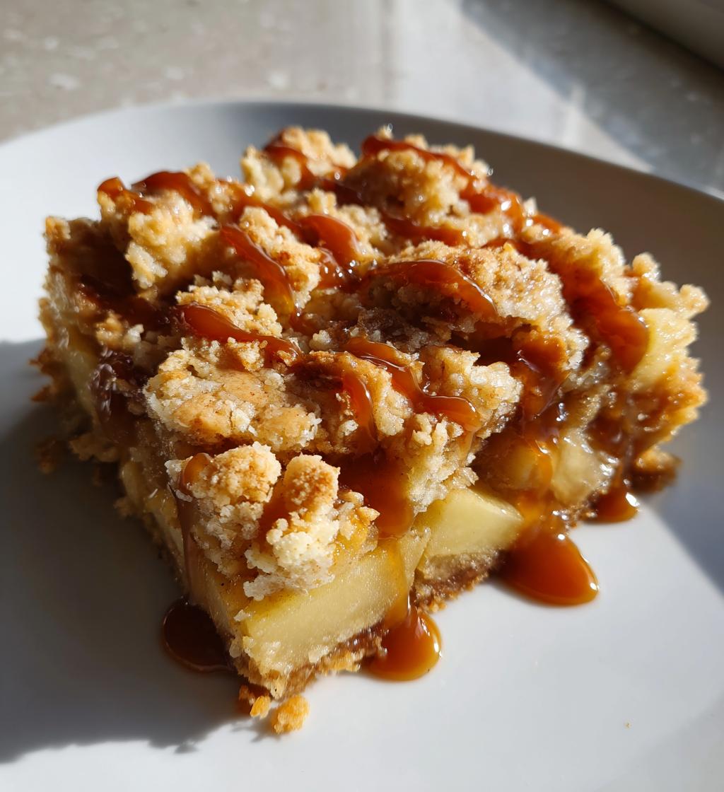 salted caramel apple crumble bars - detail 1