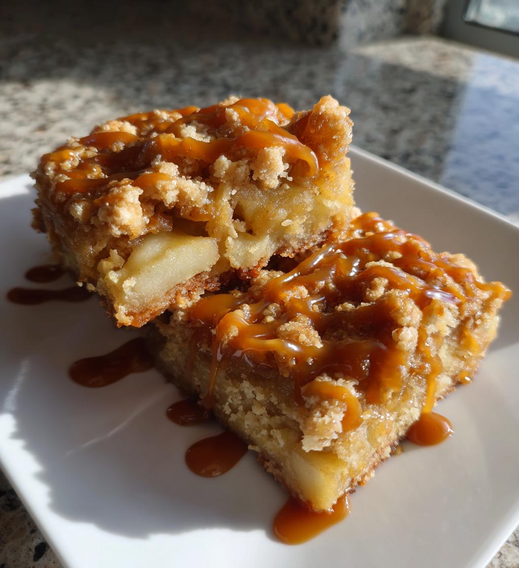 salted caramel apple crumble bars