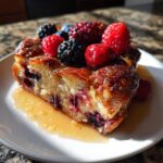 wild berry bread pudding drizzled