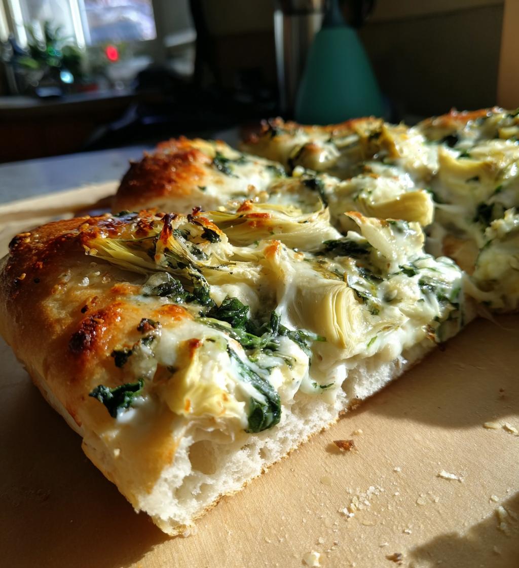 Artichoke Pizza with Spinach Parmesan Cream Sauce - detail 1