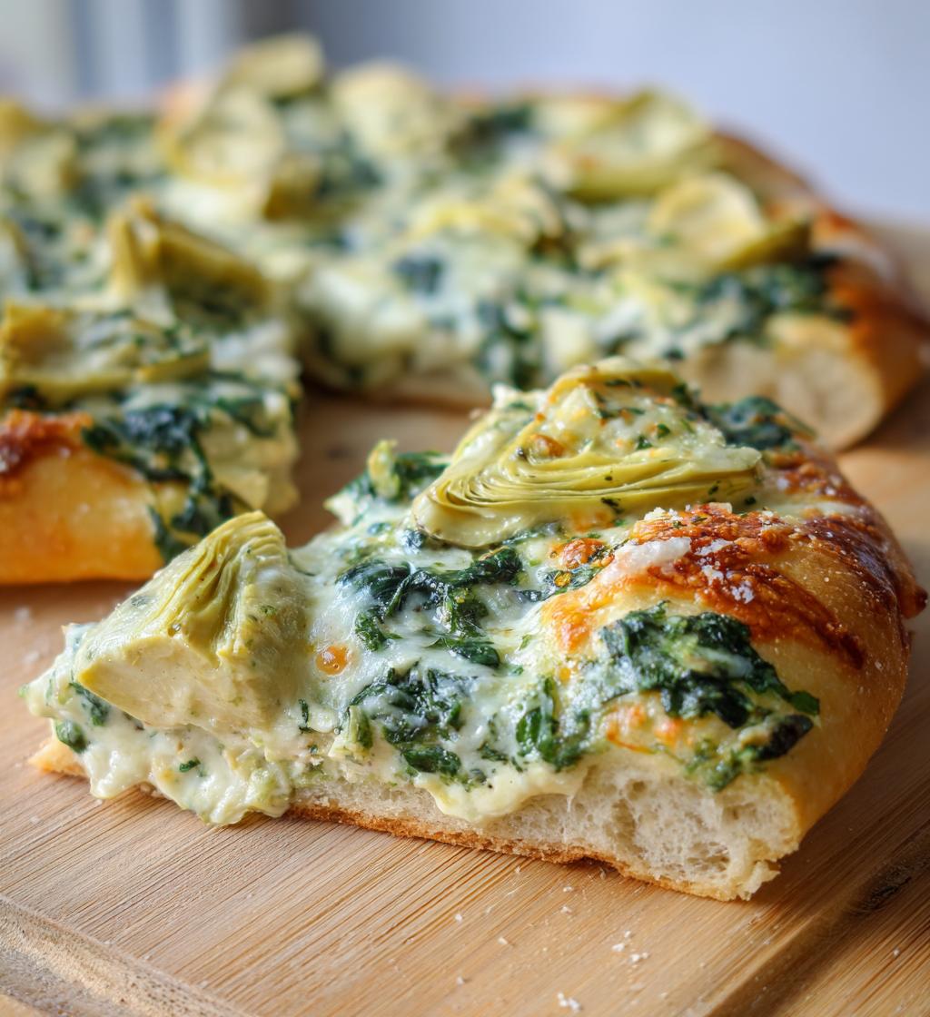 Artichoke Pizza with Spinach Parmesan Cream Sauce