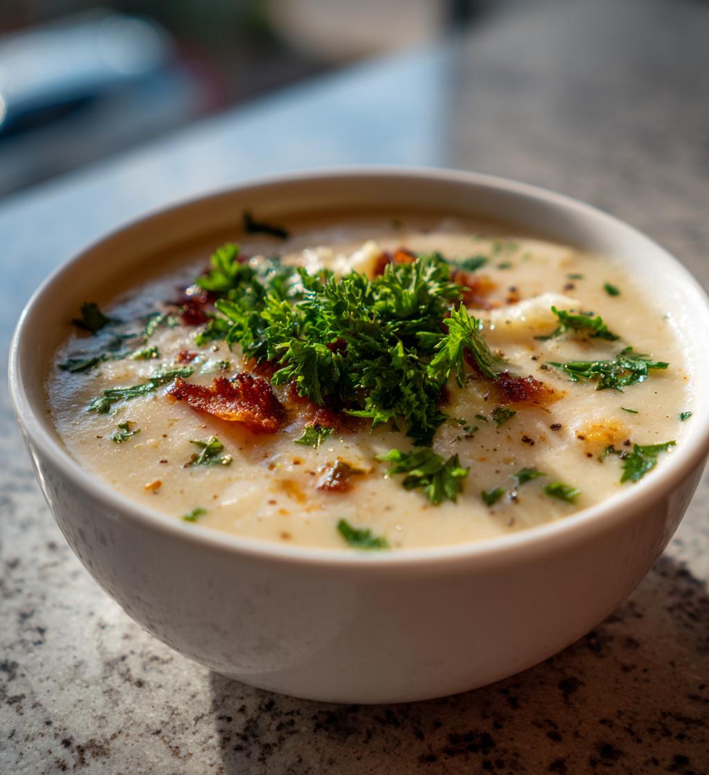 Asiago Roasted Garlic Cauliflower Soup - detail 1