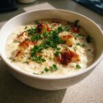 Asiago Roasted Garlic Cauliflower Soup