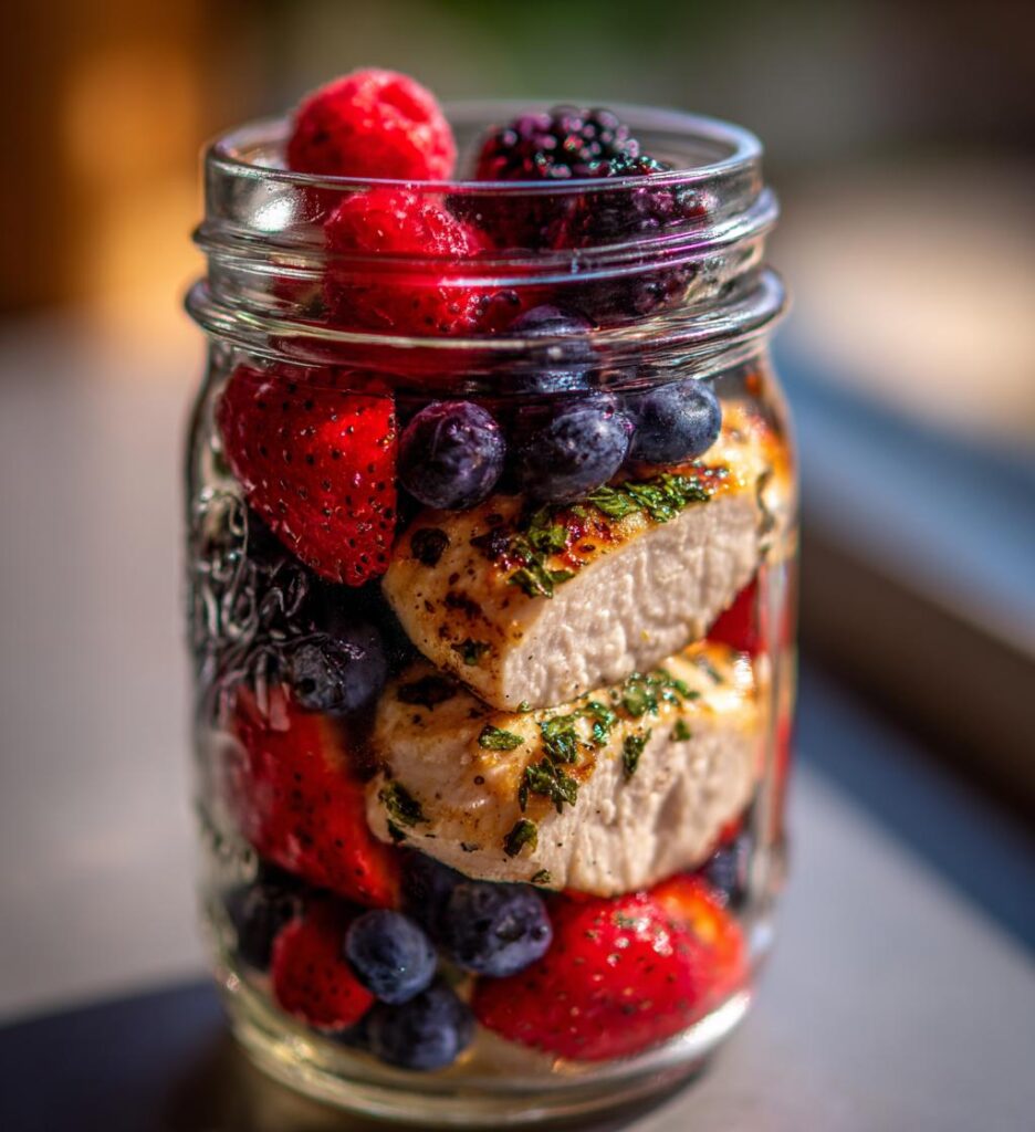 Balsamic Chicken and Berry Mason Jar