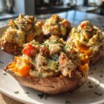 Chicken Pot Pie Stuffed Sweet Potatoes