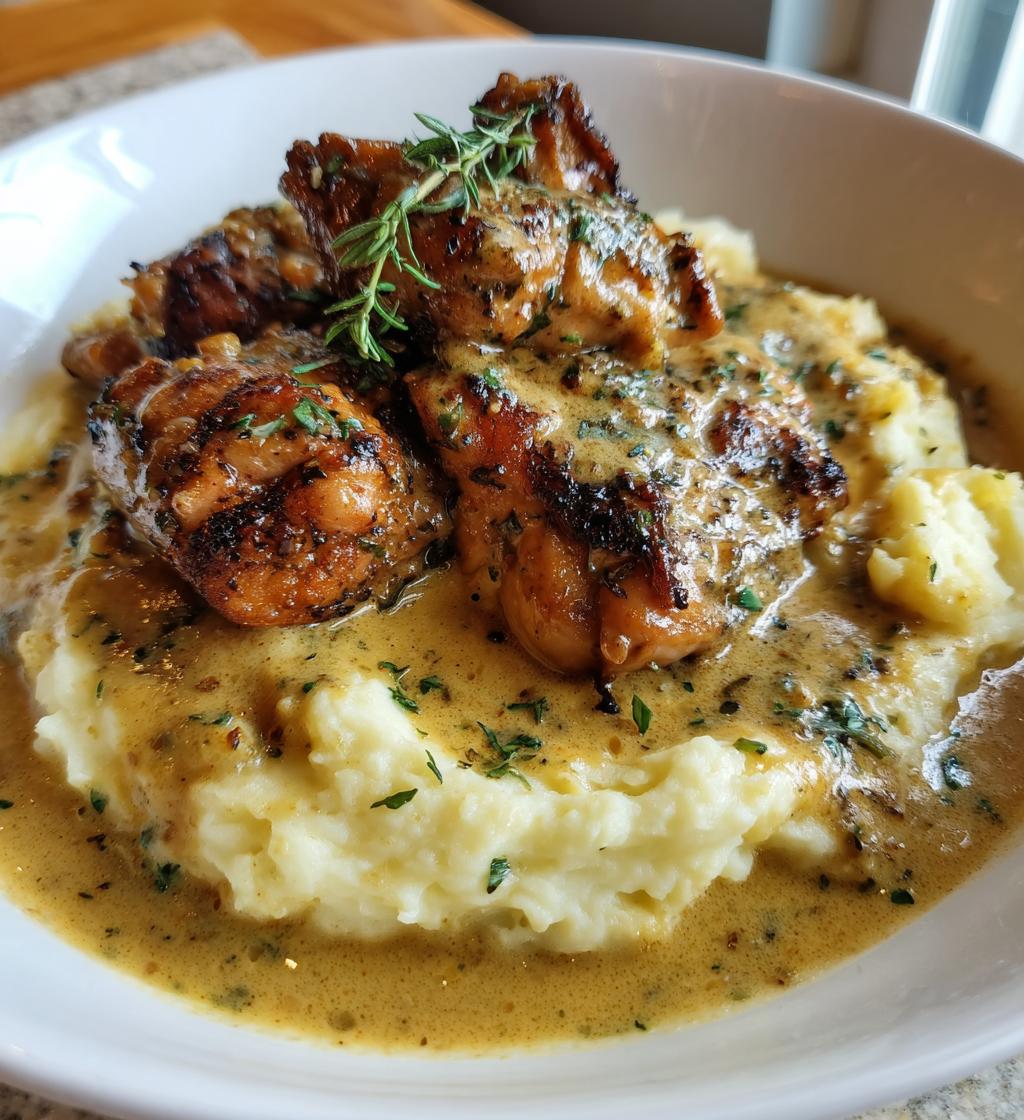 Chicken and Garlic Gravy with Cheesy Mashed Potatoes - detail 1
