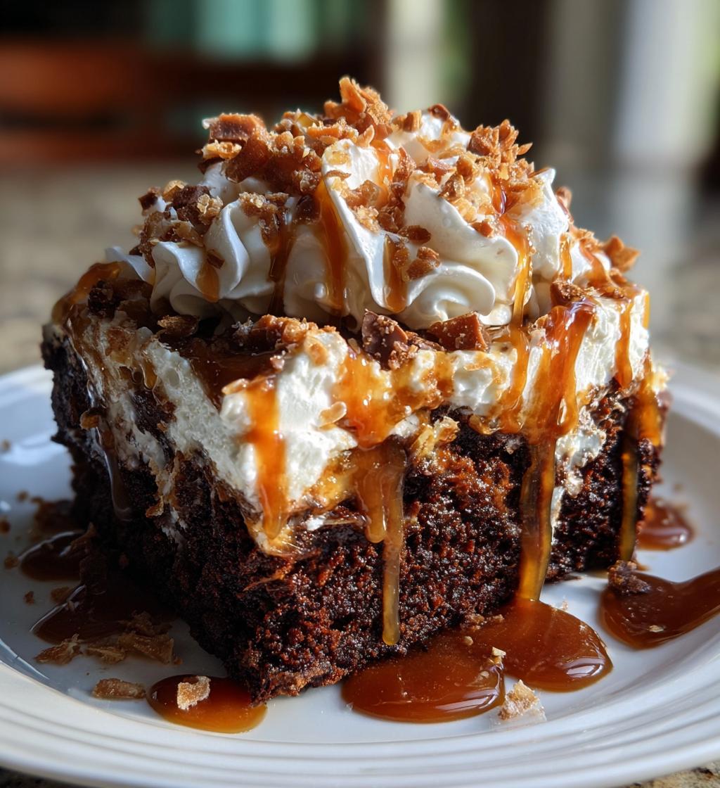 Chocolate Caramel Toffee Poke Cake - detail 1