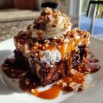 Chocolate Caramel Toffee Poke Cake