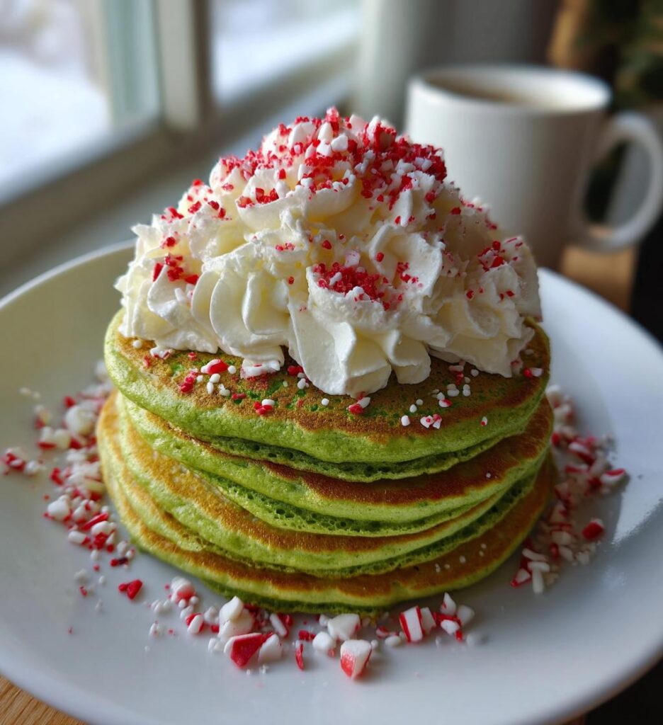 Copycat IHOP Grinch pancakes