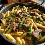 Creamy Cheesy Philly Cheesesteak Pasta