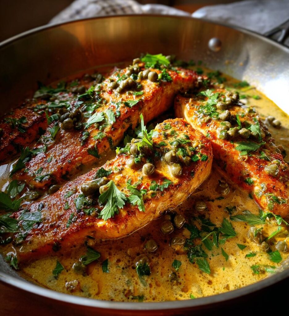 Creamy Lemon Garlic Salmon Piccata