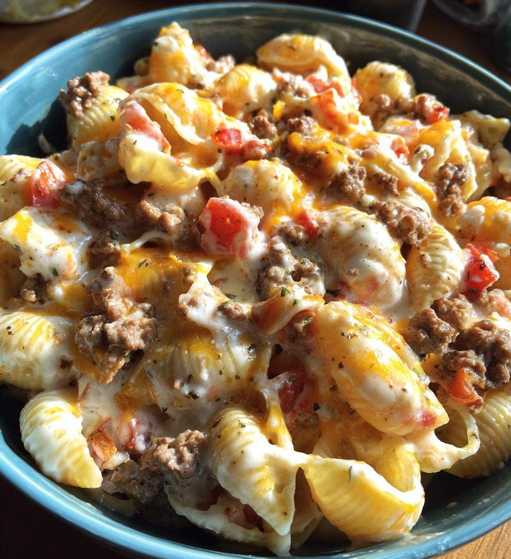 Crockpot Cheesy Ranch Beef Pasta Shells - detail 1