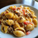 Crockpot Cheesy Ranch Beef Pasta Shells