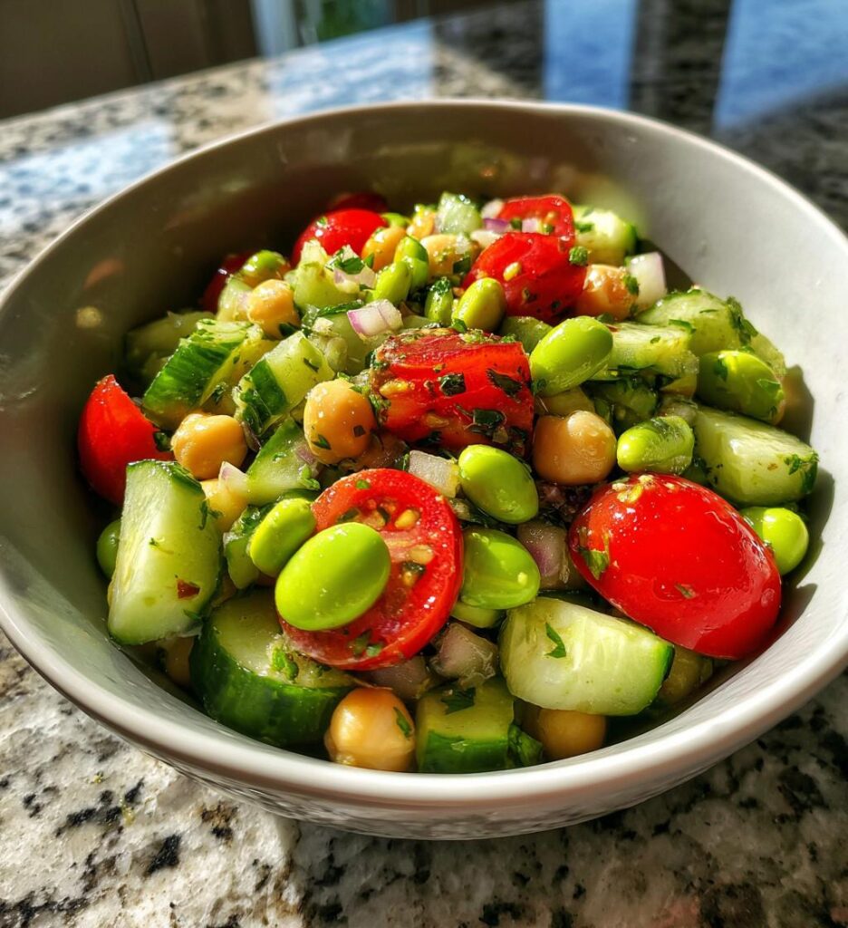 Edamame Chickpea Salad
