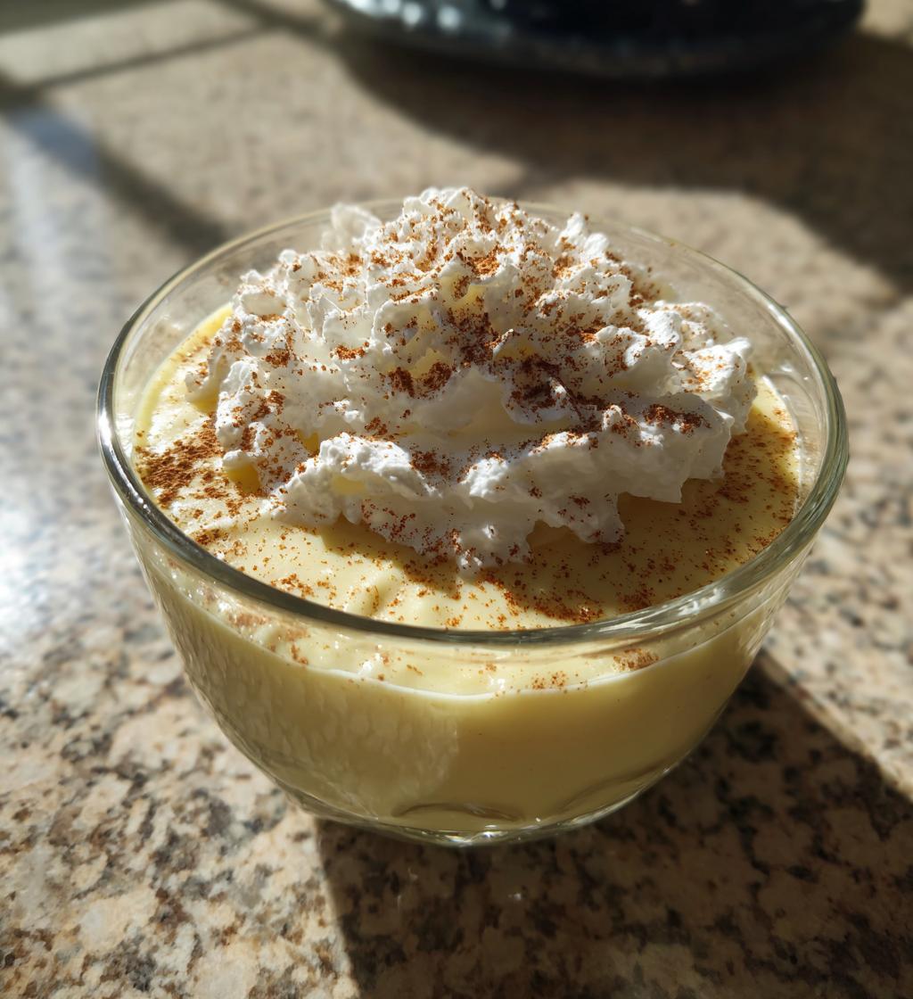 Eggnog Pudding with Whipped Cream