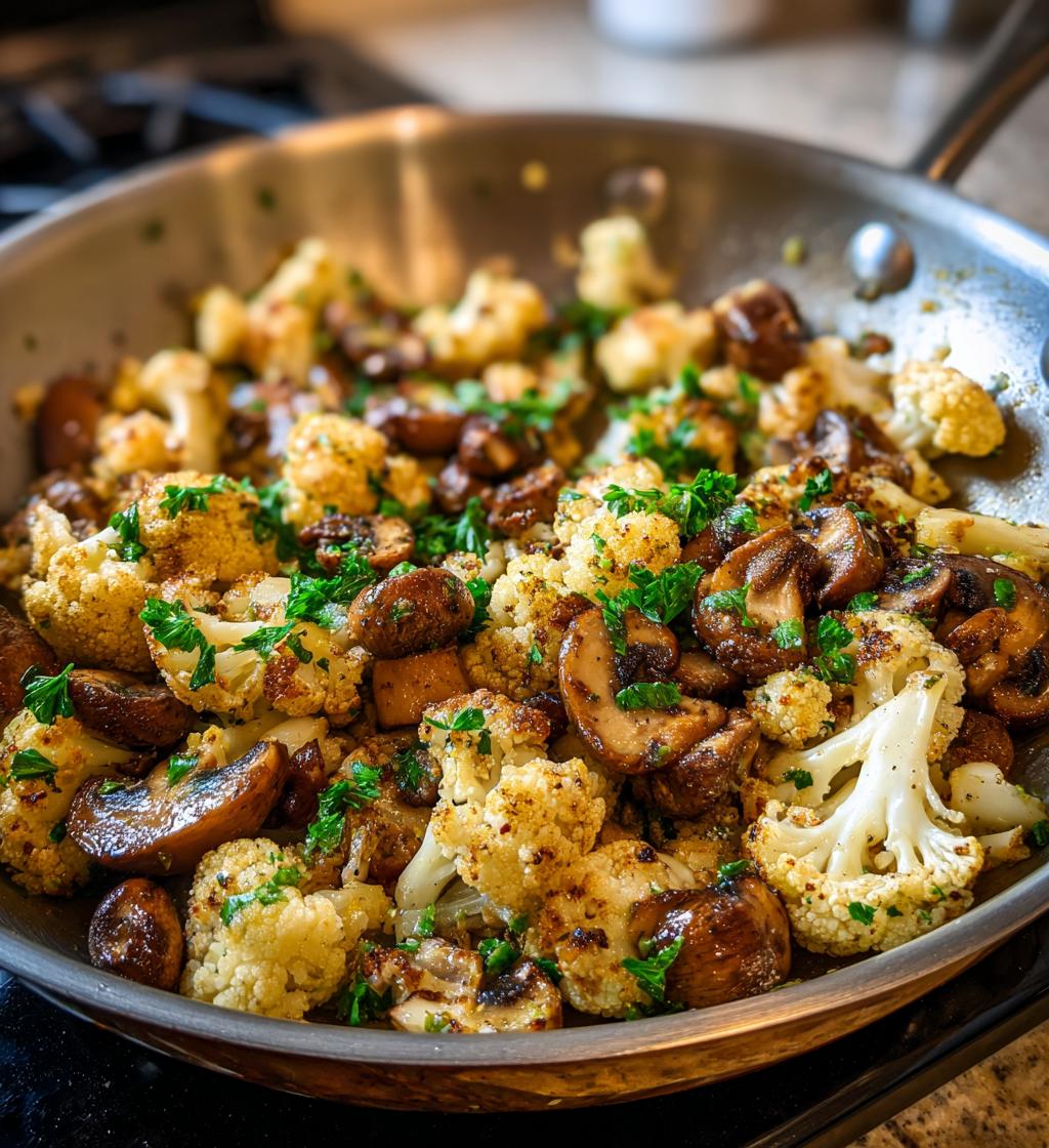 Garlic Mushrooms Cauliflower Skillet