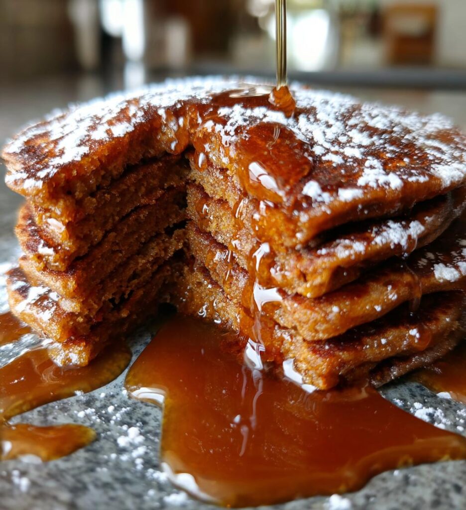 Gingerbread Pancakes With Spiced Syrup