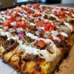 Gyro Pizza with a Tzatziki Drizzle